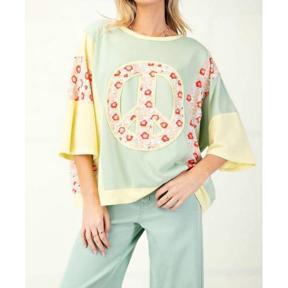 Easel Peace Patch Tunic Top P355